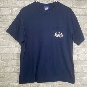 Men’s blue bush light Pocket T-Shirt double sided size large unisex 100% cotton